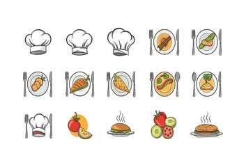 Wholesome culinary journey with chef hats and vibrant dishes, perfect for menus and food blogs, capturing the essence of culinary art and healthy eating