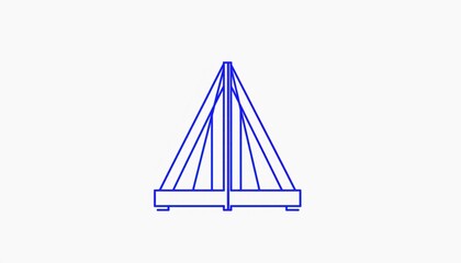 Simple outline drawing depicts a structural support tower with guy wires and a base platform