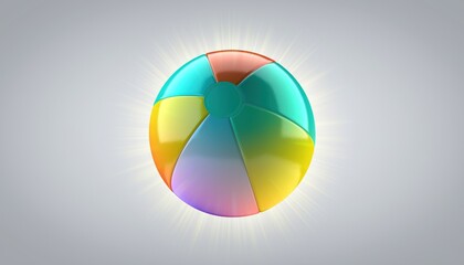 Brightly colored inflatable sphere shines against a neutral background with ample copy space
