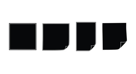 Silhouette of paper sheet with curled corner isolated on white background