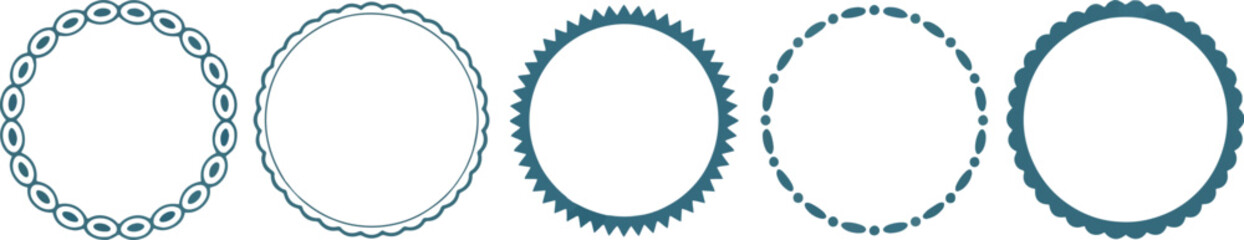 Five decorative circular frames