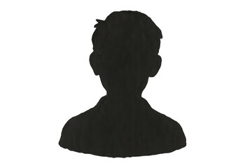 Profile silhouette of a person representing identity, privacy, anonymity, avatar, and user icon concept with transparent background