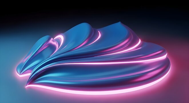 cream smear dynamic abstract shape bright pink blue glow