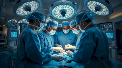 Medical Team Performing surgery in Operating Room