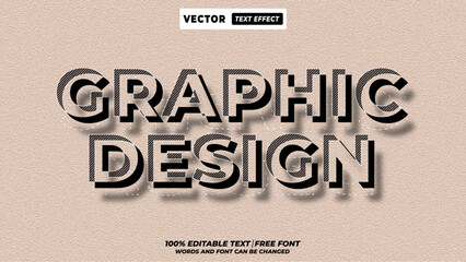 Graphic design modern cut-out shadow style 3d editable vectort text effect. Editable retro typography design for poster and branding.