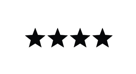 Four black star isolated on white background for rating and review concept