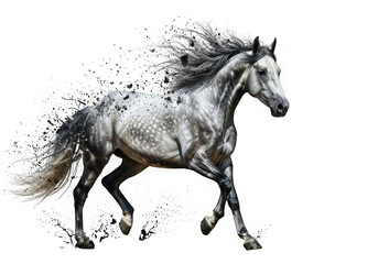 Majestic appaloosa horse galloping full speed dynamic motion captured high resolution transparent background
