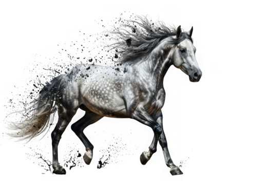 Majestic appaloosa horse galloping full speed dynamic motion captured high resolution transparent background
