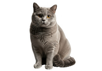 Majestic british shorthair cat poses confidently on a simple dark backdrop transparent background