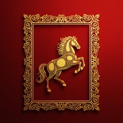 chinese new year greeting card with horse