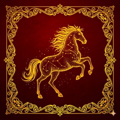 chinese new year greeting card with horse