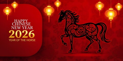 chinese new year greeting card with horse