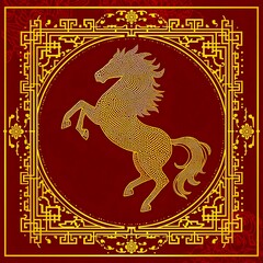 chinese new year greeting card with horse
