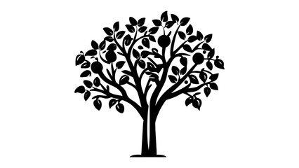 Botanical Silhouette: The strong form of a fruit tree, its branches reaching towards the sky, bearing the promise of sustenance, and depicting the essence of nature's bounty.