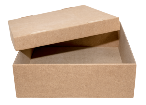 Empty open cardboard box on a white background. Package. Isolate paper boxes