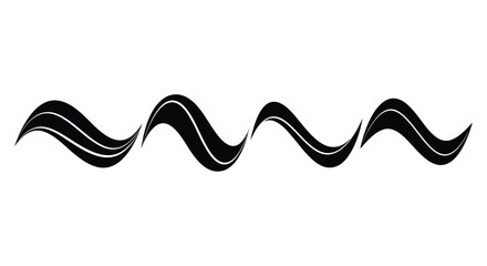 Four black wavy lines isolated on white background, representing a road or path