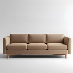 Fototapeta premium This light brown sofa gives a spacious and bright impression to the room.