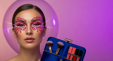 Elegant makeup compositions. Dramatic and intense. Timeless beauty allure. Your essential beauty kit