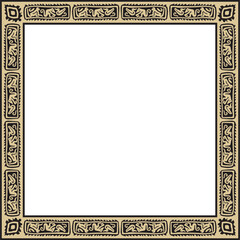 Vector gold and black square national Indian patterns. National ethnic ornaments, borders, frames. colored decorations of the peoples of South America, Maya, Inca, Aztecs.