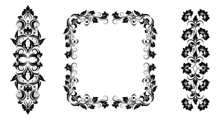 Floral ornaments and decorative elements isolated on white background