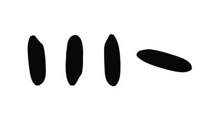 Four black dashes isolated on white background, arranged in a horizontal line