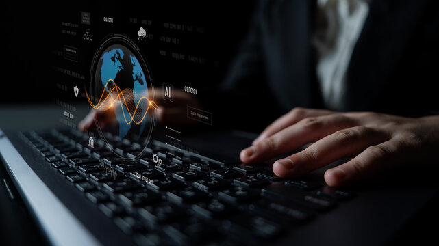 Global AI and data processing system enhances data, AI, and processing efficiency through digital network and global integration of intelligent technology Latch