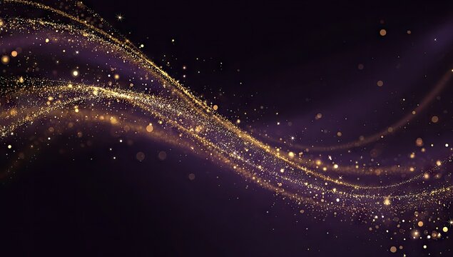 Abstract Golden Lines on Dark Background.