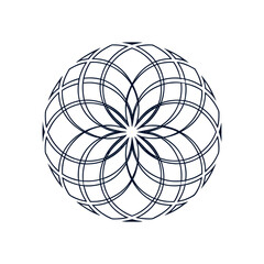 Geometric circular mandala line art pattern in minimal style