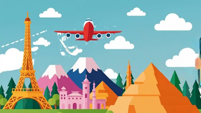 Travel Adventures Around the World - Exploring Destinations by Airplane.
