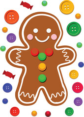  Gingerbread Man With Colorful Buttons and Candies cookie.