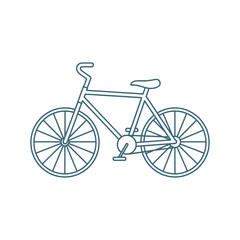 Simple line art of a blue bicycle on a white background bike transport