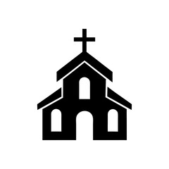 Simple christian church icon vector illustration with white background for worship place and cultural religious architecture design