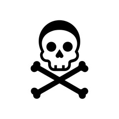 Simple human skull and crossed bones silhouette vector illustration with white background for hazard and pirate symbol concept art 