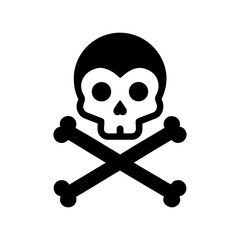Simple human skull and crossed bones silhouette vector illustration with white background for danger and warning design concept 