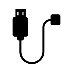 Minimal usb cable silhouette vector illustration with white background for technology device and digital connection design artwork 