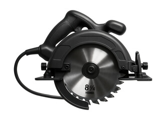 Bevel-adjustable circular saw with 8 1/4-inch blade for angled cabinetry cuts.
