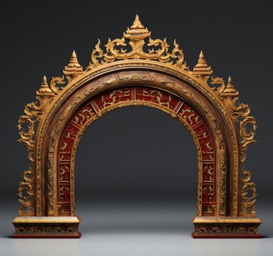 Door Design Indian and Arabic Style Golden Yellow Black Background Color LED Wall VJ Created with Generative AI Technology