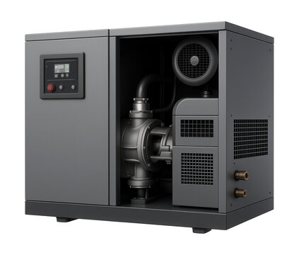 Variable speed screw compressor with built-in dryer for commercial printing use.