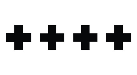 Four plus signs isolated on white background are displayed in a row