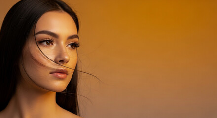 Digital Art Model. Artistic Beauty Makeup. Perfectly Groomed Eyelashes. Sophisticated Online Imagery