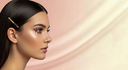 Distinctive Beauty Expression. Professional Makeup Results. Clear Skin Texture. Engaging UI Design