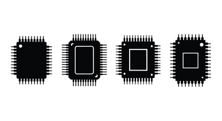 Microchips with pins isolated on white background