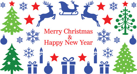 Festive christmas graphic elements collection featuring traditional holiday colors and classic fonts for seasonal design projects