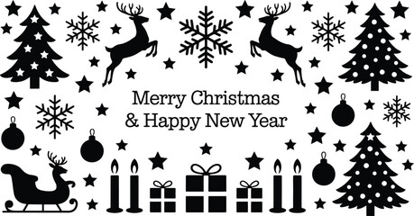 Festive christmas graphic elements collection featuring ornaments snowflakes and holiday accents in vibrant colors