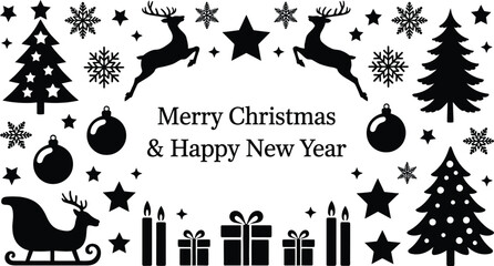 Festive christmas holiday graphic elements featuring traditional colors and classic fonts for seasonal design projects