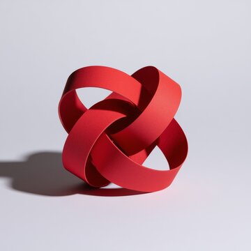 papercraft red knot sculpture for unity, challenge, and creative design concept