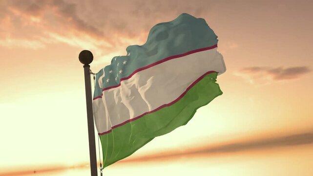 Uzbekistan FLAG_ULTRA SLOW MOTION