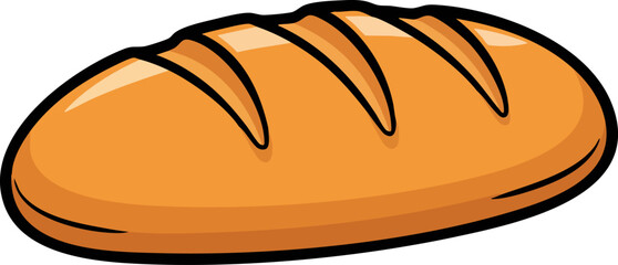 Loaf of bread, whole baked bread, flat vector illustration.
