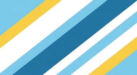 Abstract Diagonal Stripes Background in Blue Yellow and White.