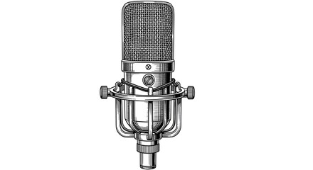Vintage Microphone Hand-Drawn Line Art Illustration